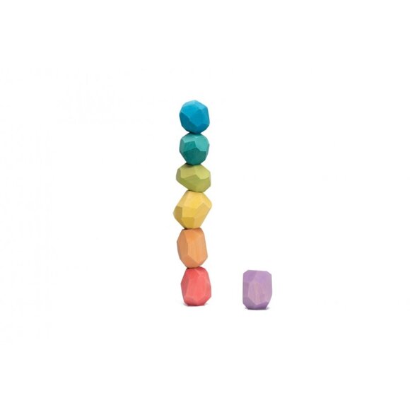 NWT Ocamora Wooden Toys Rainbow Stones/Teniques - 7 Pieces - Picture 3 of 3